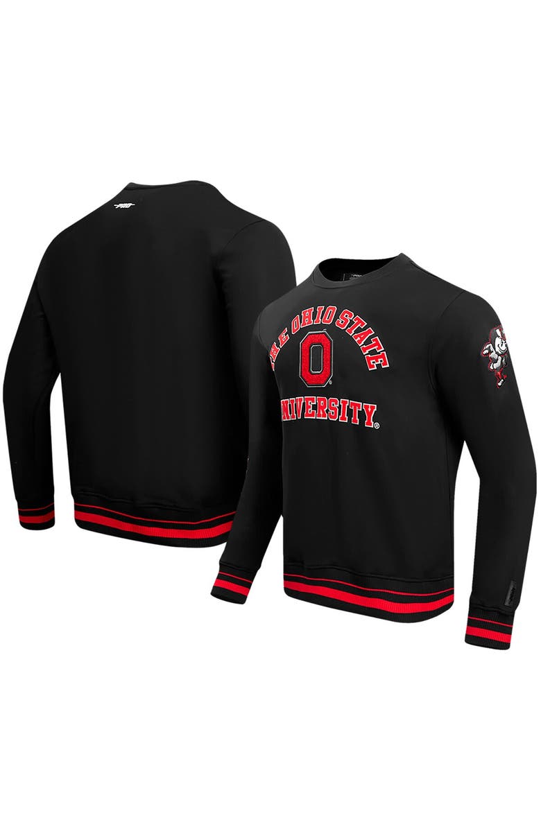 PRO STANDARD Men's Pro Standard Black Ohio State Buckeyes Classic Stacked Logo Pullover Sweatshirt, Alternate, color,