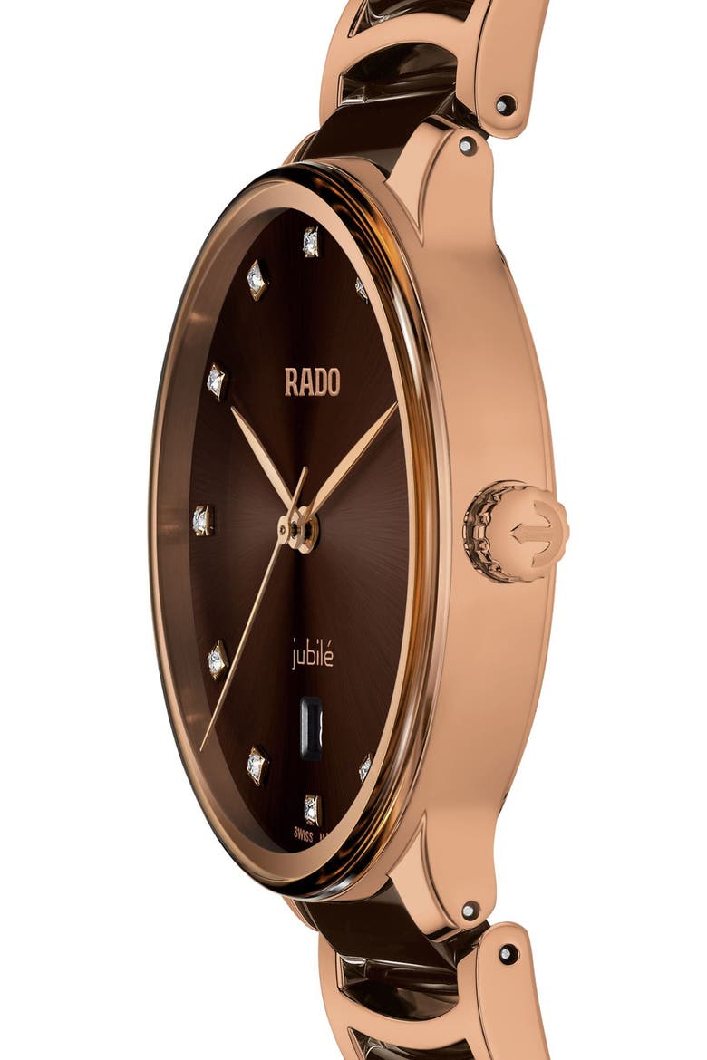 Centrix Diamond Bracelet Watch, 39.5mm, Alternate, color, BROWN