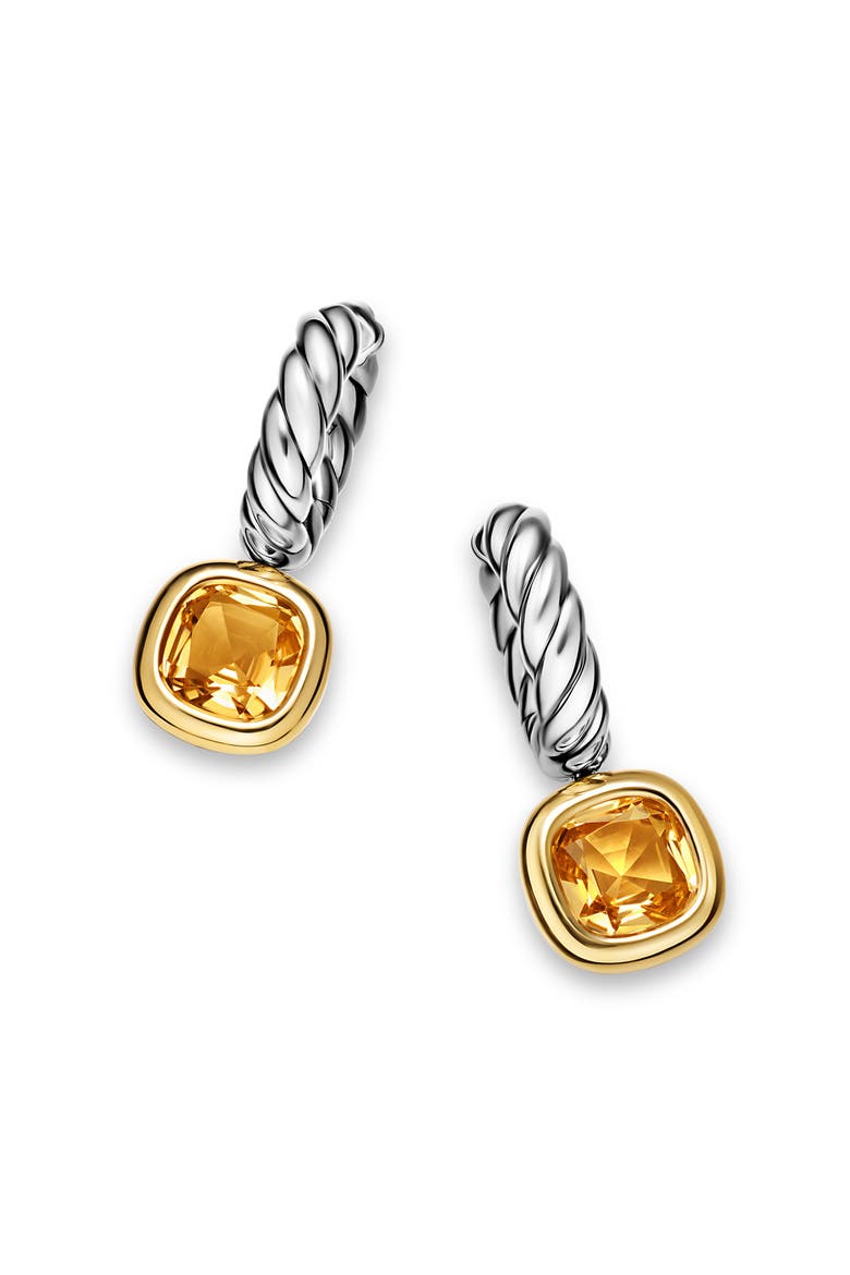 Mercer Sterling Silver & 14k Gold Citrine Drop Earrings, Alternate, color, SILVER CITRINE
