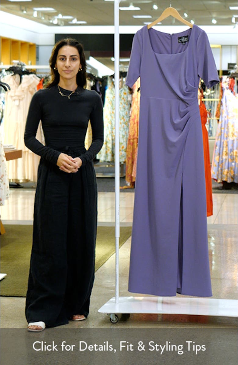 Side Ruched Stretch Crepe Gown, sales video thumbnail