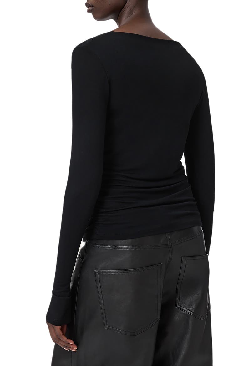 Seyma Asymmetric Neck Jersey Top, Alternate, color, BLACK