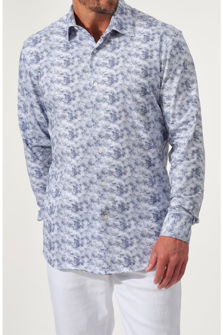 Dynamic Comfort Knit Button-Up Shirt, Main, color, INDIGO