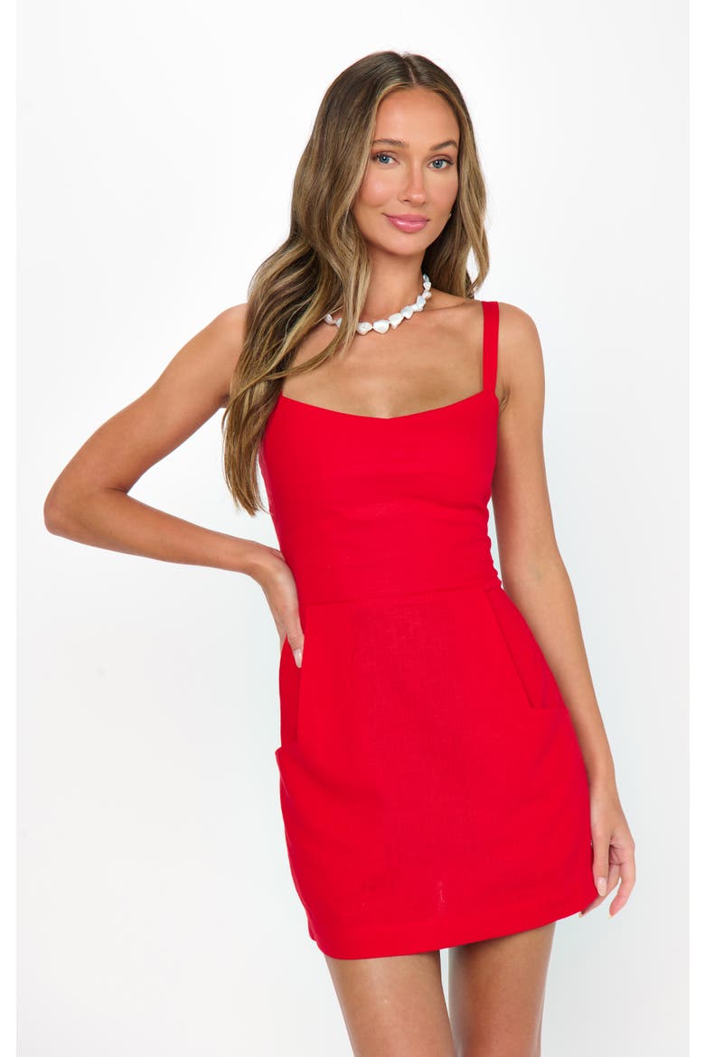 Emery Mini Dress, Main, color, Sundried Tomato Linen