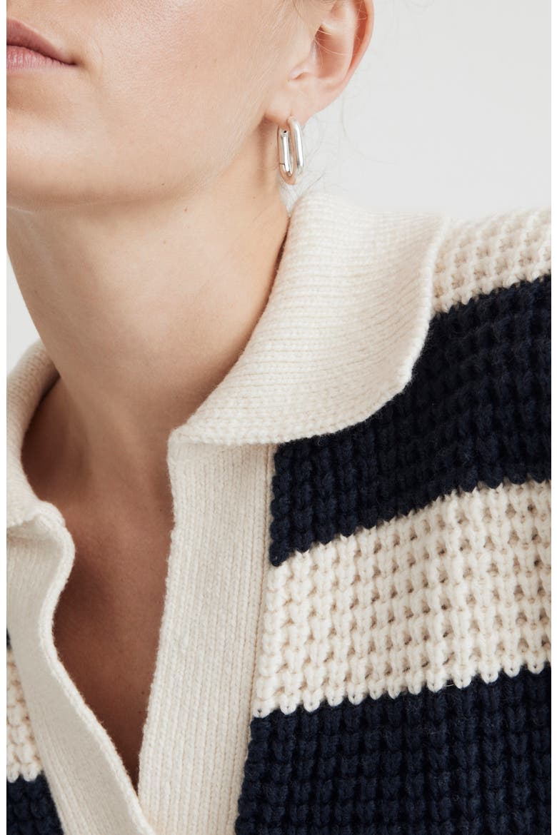Waffle Knit Henley Sweater, Alternate, color, ANTIQUE CREAM STRIPE