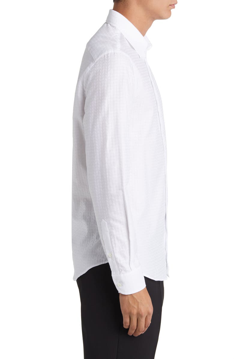 Emporio Armani Tonal Stripe Cotton Button-Up Shirt, Alternate, color, 