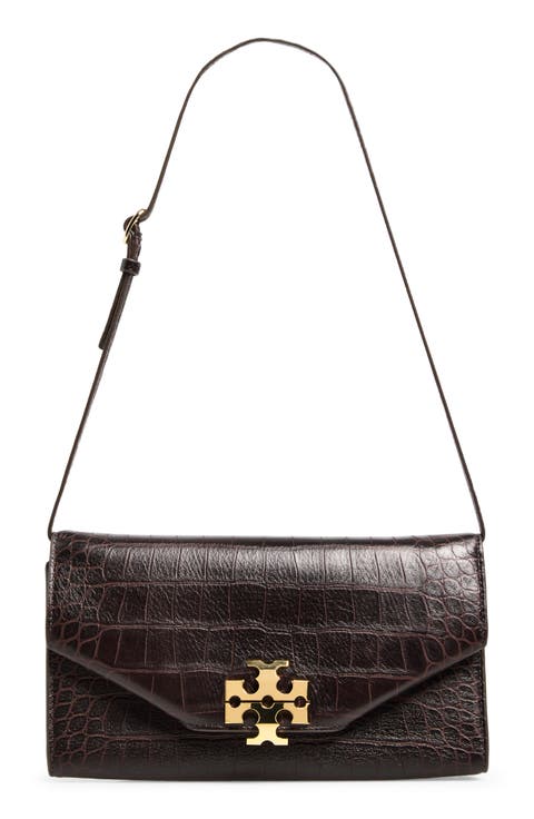 Charlie Croc Embossed Leather Envelope Clutch