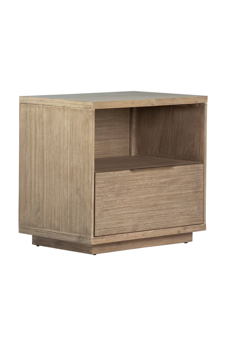 Sorina Solid Acacia Wood Nightstand with Drawer and Open Shelf, Alternate, color, Natural