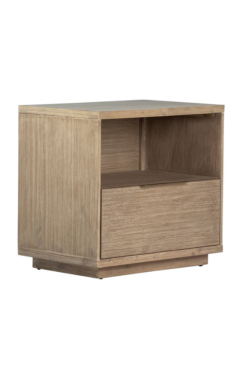 Dovetail Furniture Sorina Solid Acacia Wood Nightstand with Drawer and Open Shelf, Alternate, color, Natural