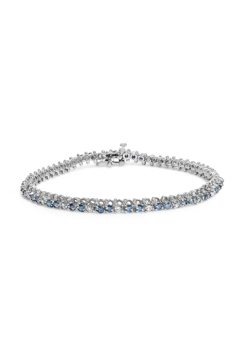 14K White Gold 4 5/8cttw White And Treated Blue Diamond Bracelet, Main, color, White
