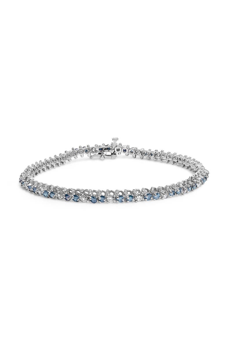 Haus of Brilliance 14K White Gold 4 5/8cttw White And Treated Blue Diamond Bracelet, Main, color, White