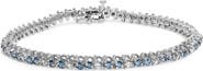 Haus of Brilliance 14K White Gold 4 5/8cttw White And Treated Blue Diamond Bracelet