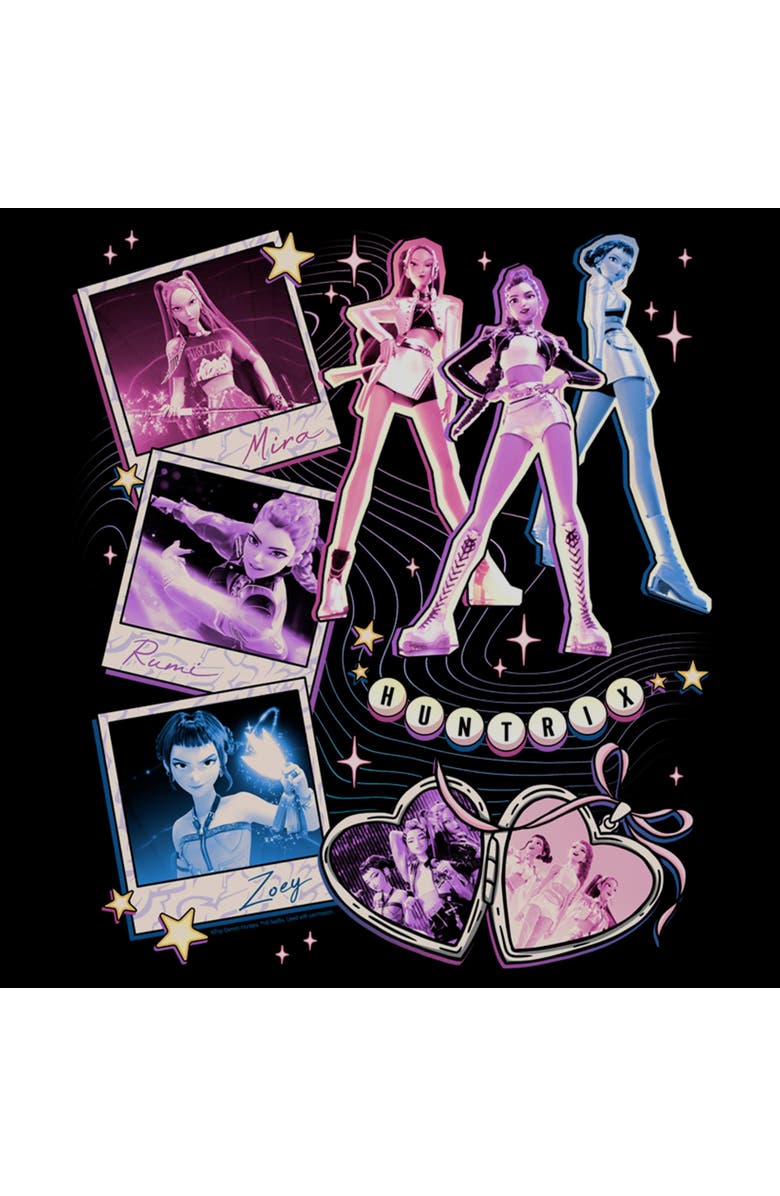 KPop Demon Hunters Men's KPop Demon Hunters Huntrix Cute Instant Film Portrait  Pull Over Hoodie, Alternate, color, Black