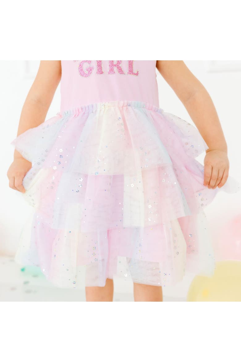 Birthday Girl Fairy Dust Short Sleeve Tutu Dress, Alternate, color, Soft Pink