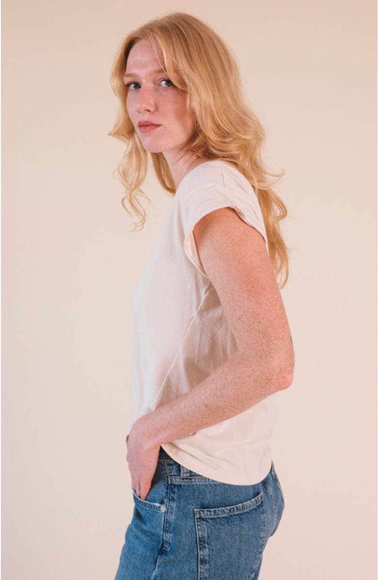 POPLINEN Plus Jane Cuffed Hemp Tee, Alternate, color, Natural