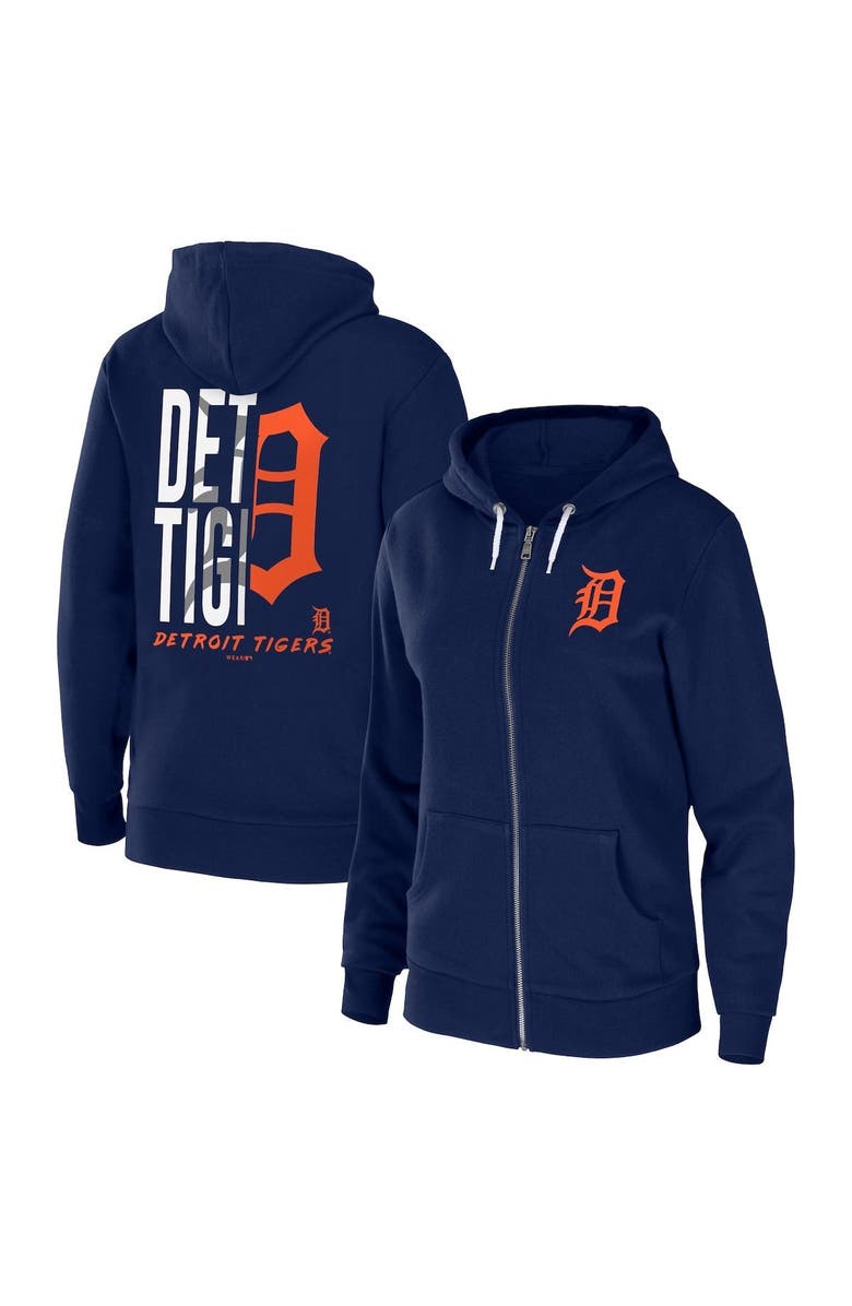WEAR by Erin Andrews Women's WEAR by Erin Andrews Navy Detroit Tigers Sponge Fleece Full-Zip Hoodie, Alternate, color, 
