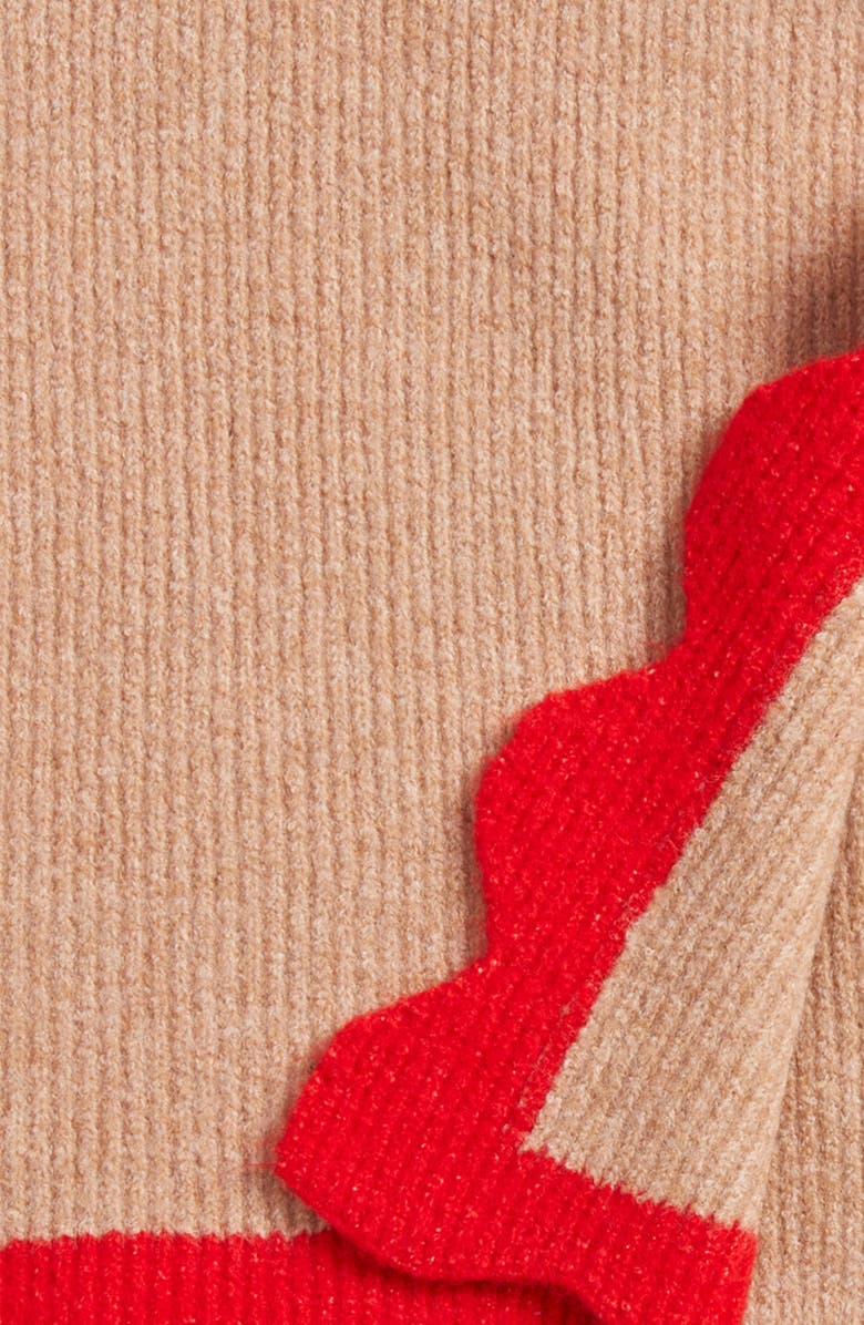 Treasure & Bond Scalloped Scarf, Beanie & Gloves Set, Alternate, color, Camel- Red