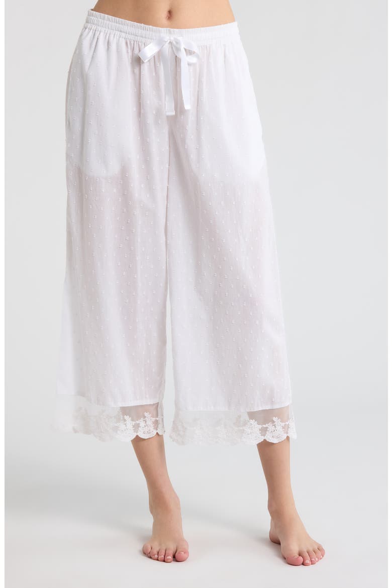 Swiss Dot Crop Pajamas, Alternate, color, WHITE