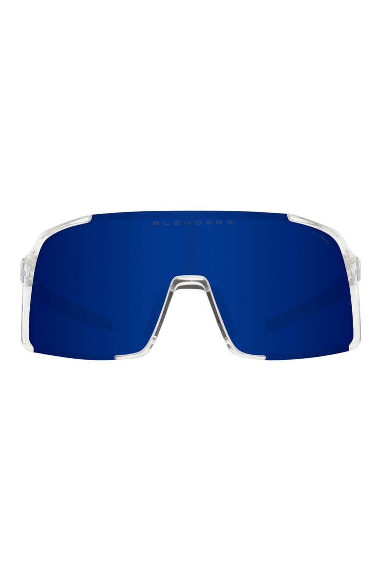 Exposé 132mm Polarized Semi Rimless Shield Sunglasses, Main, color, WAVE DOVER