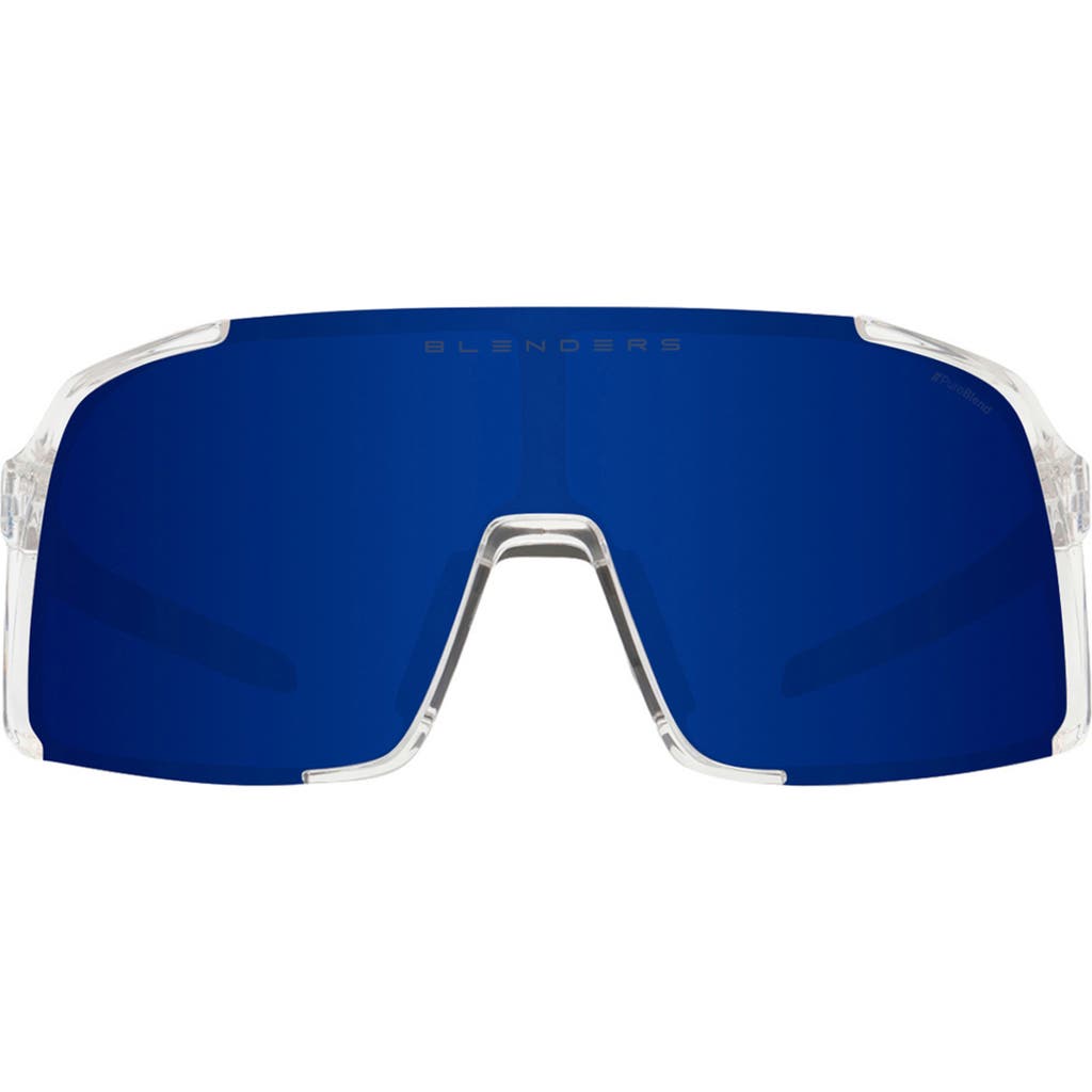Blenders Eyewear Exposé 132mm Polarized Semi Rimless Shield Sunglasses In Blue