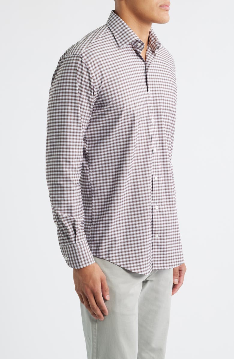 Peter Millar Fairbanks Ombré Check Performance Twill Button-Up Shirt, Alternate, color, French Press
