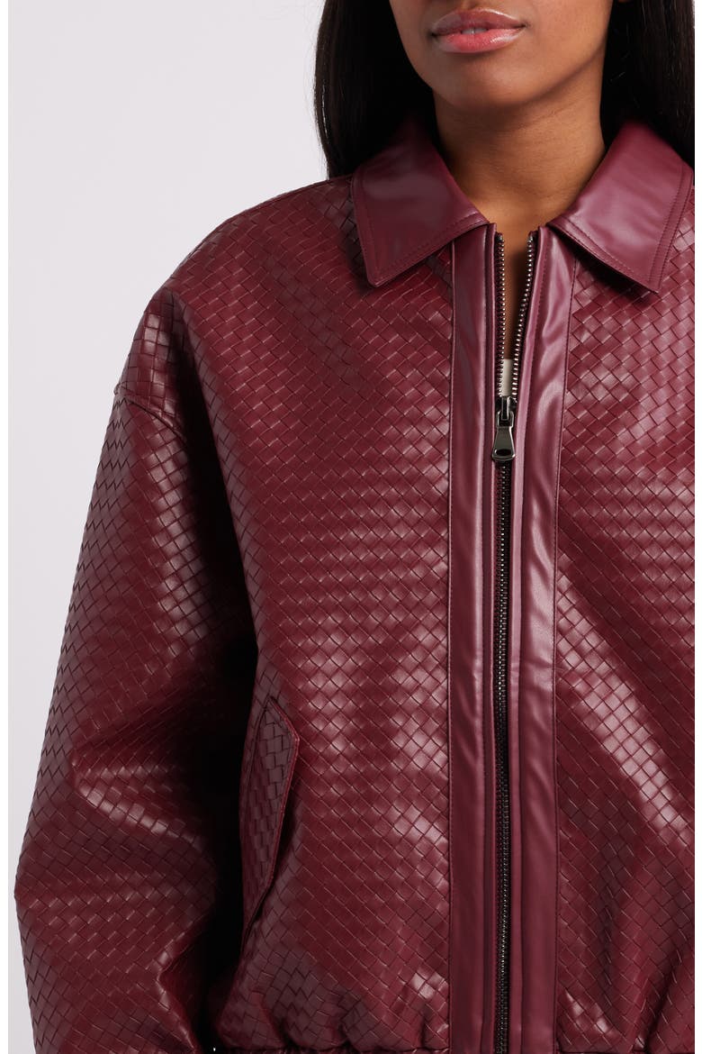 Kenny Woven Faux Leather Bomber Jacket, Alternate, color, BURGUNDY