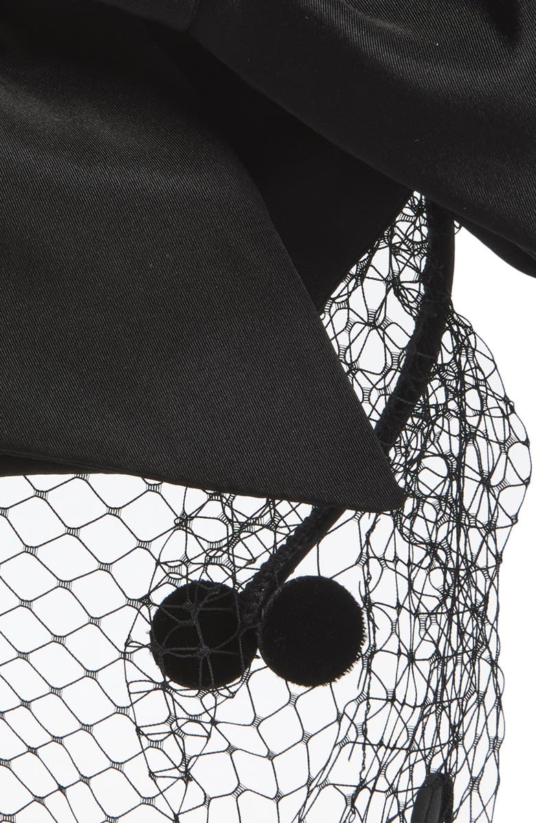 Valentino Garavani Bow Veil Headband, Alternate, color, N01 Nero/ Nero