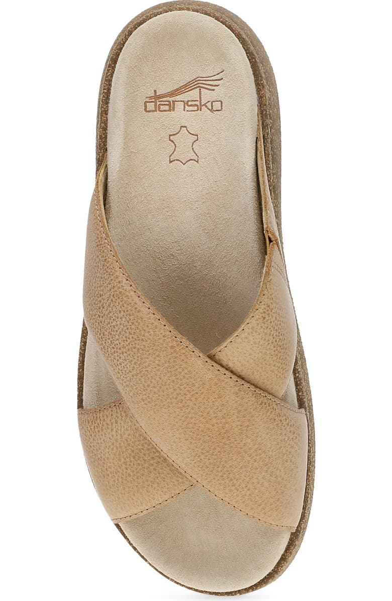 Dansko Bridget Platform Wedge Slide Sandal, Alternate, color, Honey Distressed