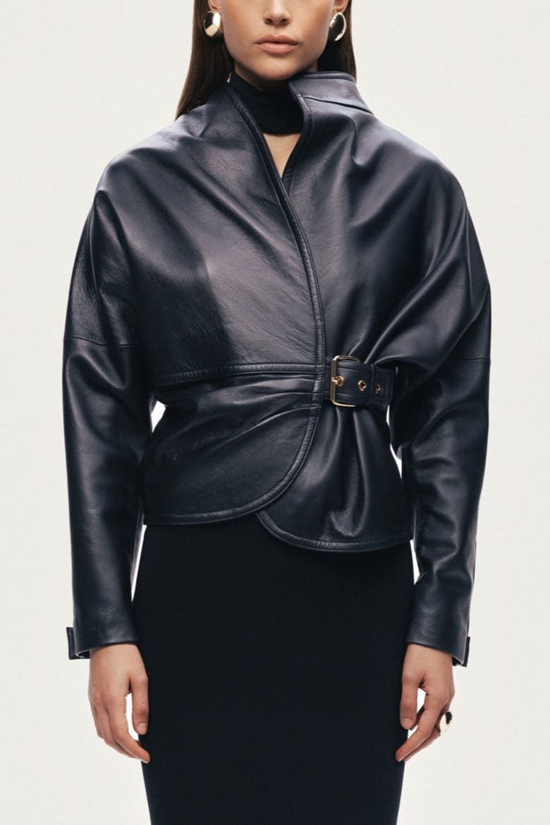 Leather Wrap Jacket, Main, color, Black
