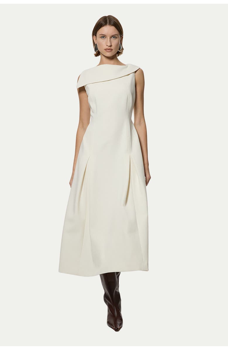 Karen Millen Asymmetric Neck Tailored Dress, Main, color, Ivory