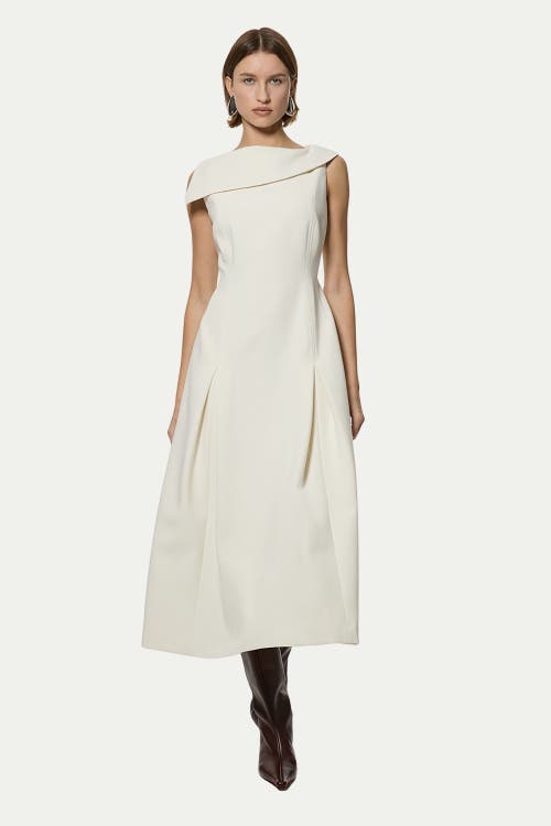 Karen Millen Asymmetric Neck Tailored Dress in Ivory at Nordstrom, Size 6