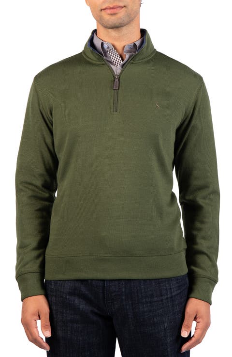 French Rib Quarter Zip Sweater