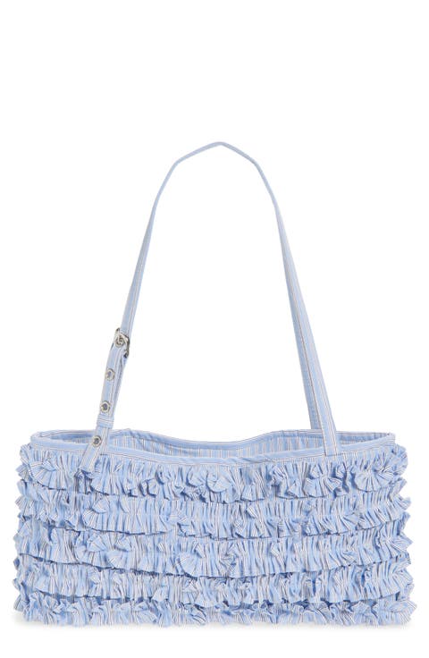 Sophia Ruffle Baguette Shoulder Bag