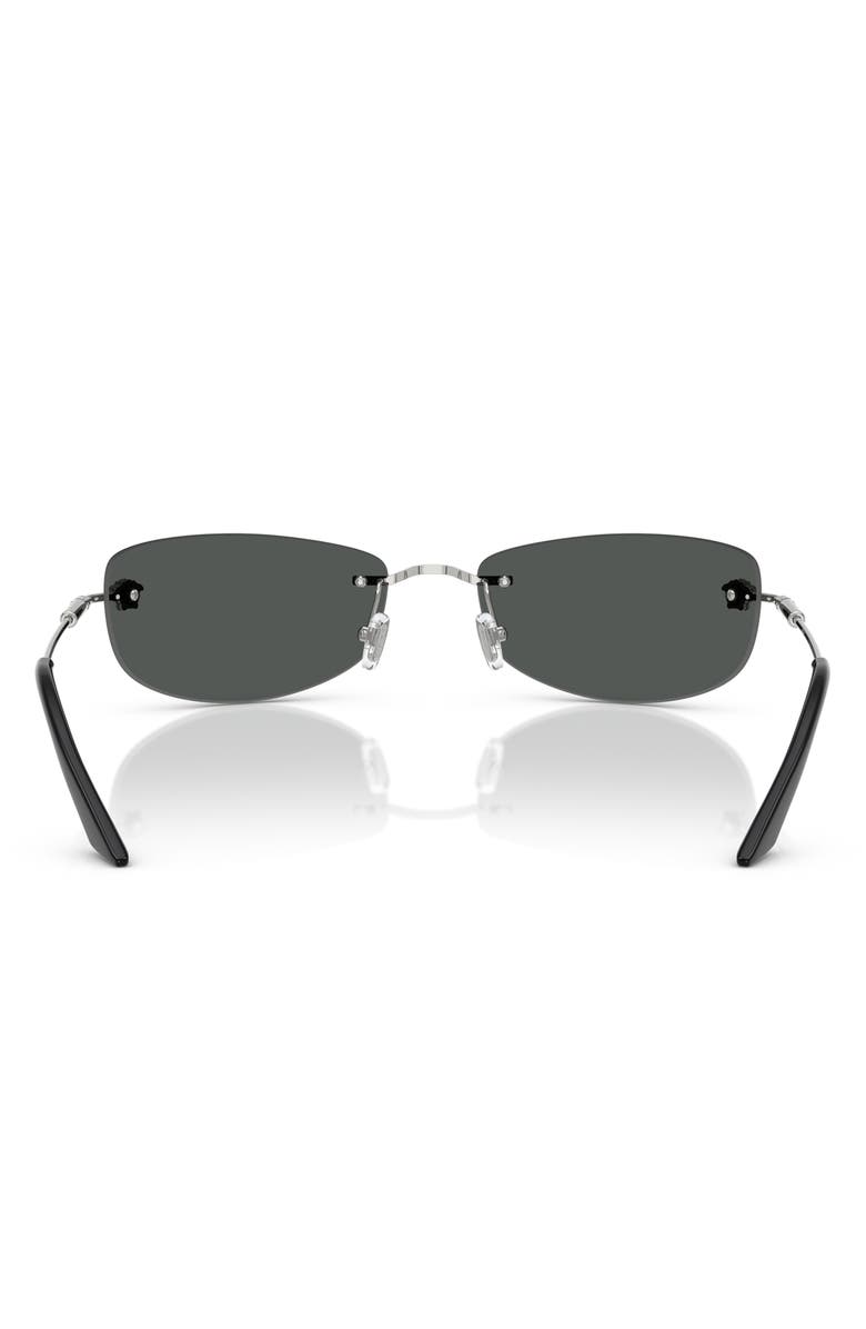 Versace 60mm Rectangular Sunglasses, Alternate, color, Silver