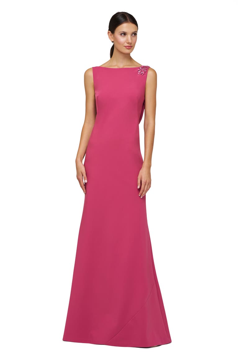 Pippa Embellished Cowl Back Trumpet Gown, Alternate, color, BERRY SORBET