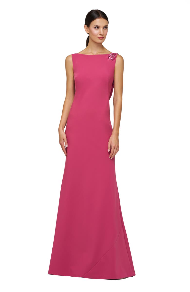 Kay Unger Pippa Embellished Cowl Back Trumpet Gown, Alternate, color, Berry Sorbet