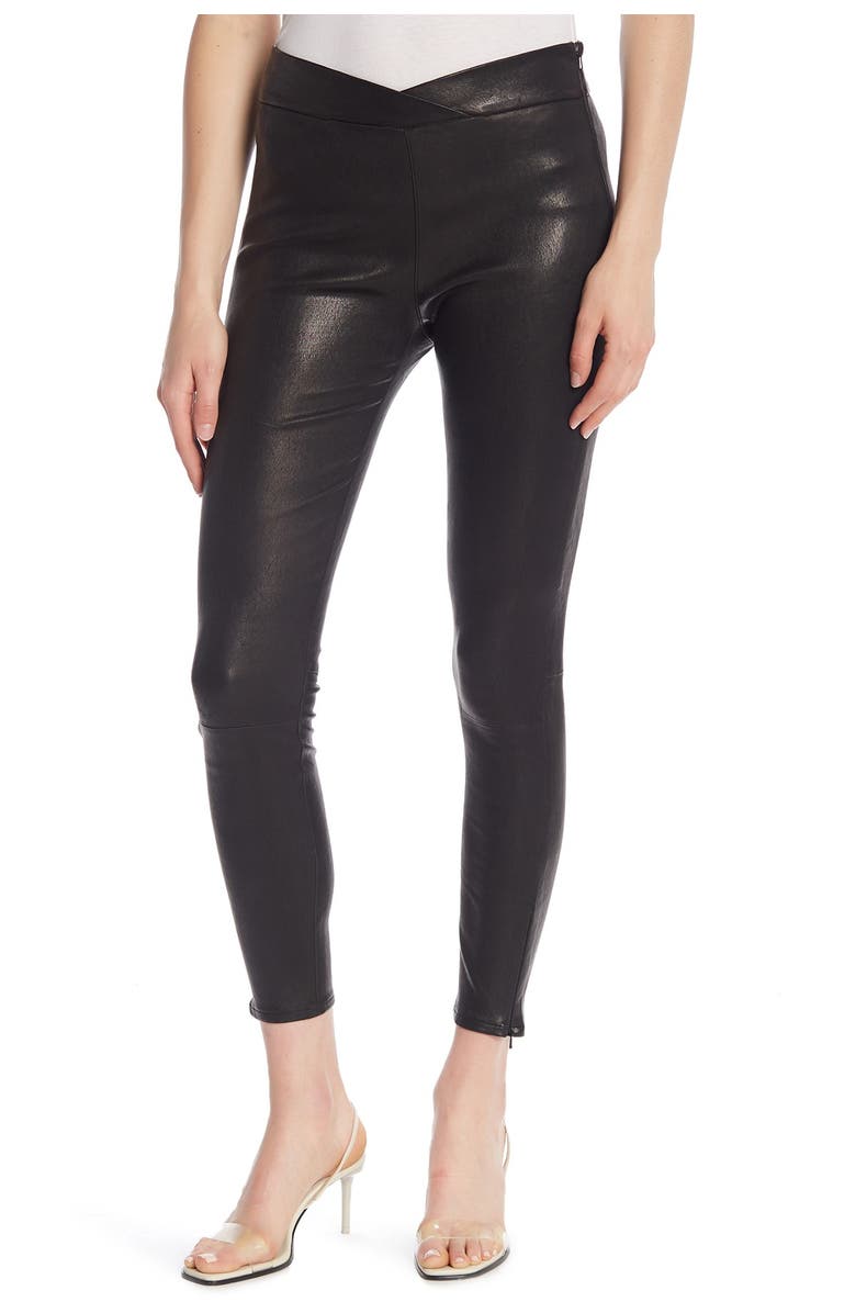 FRAME Overlap Pull-On Lamb Leather Leggings, Main, color, 