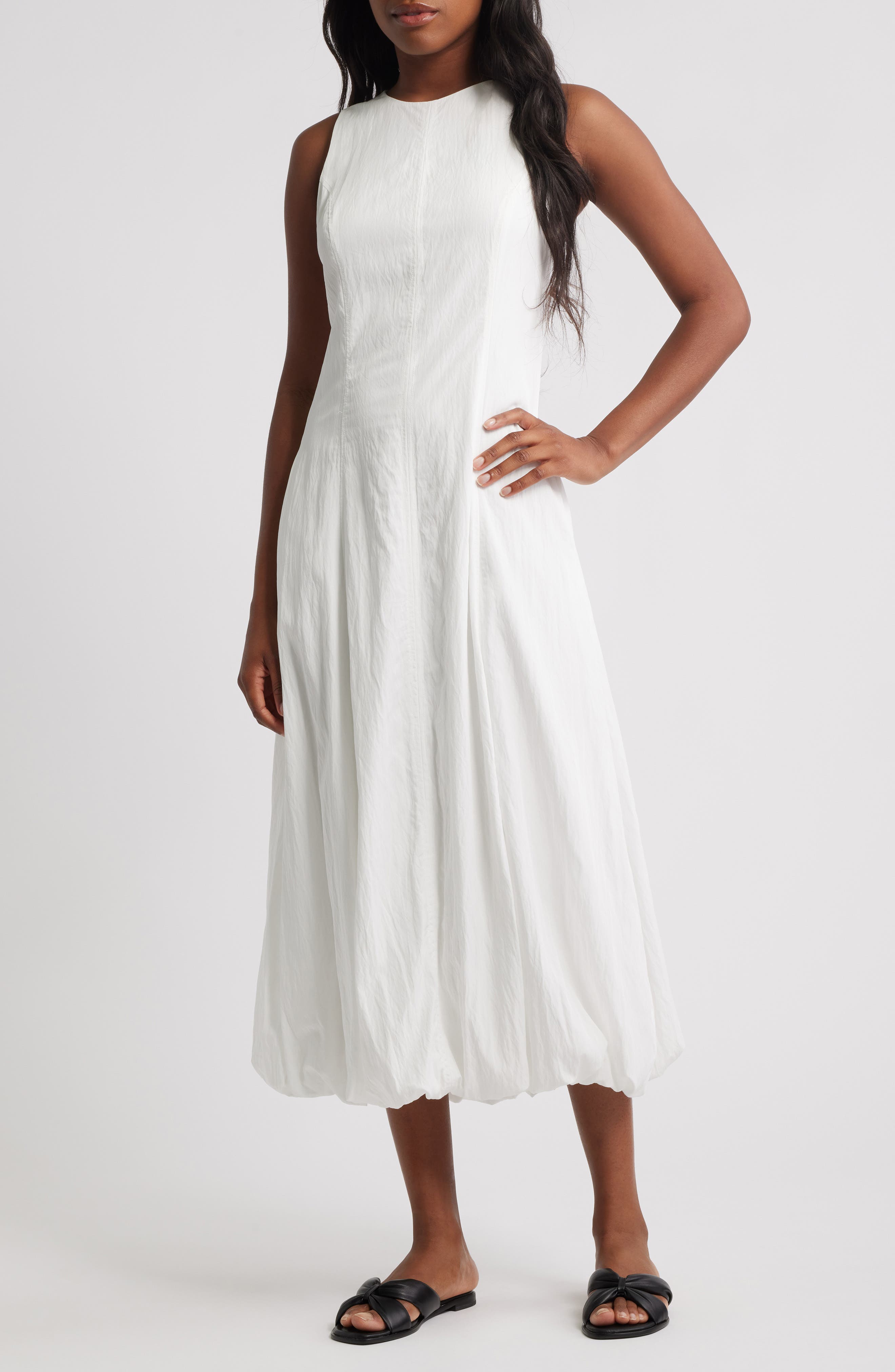 MANGO Pumpkin Sleeveless Bubble Hem Midi Dress