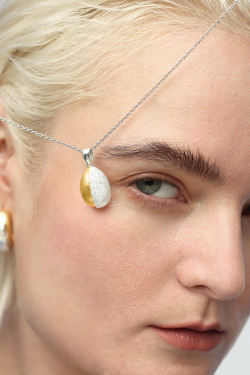 Classicharms Frosted And Matted Texture Two Tone Pendant Necklace In Metallic