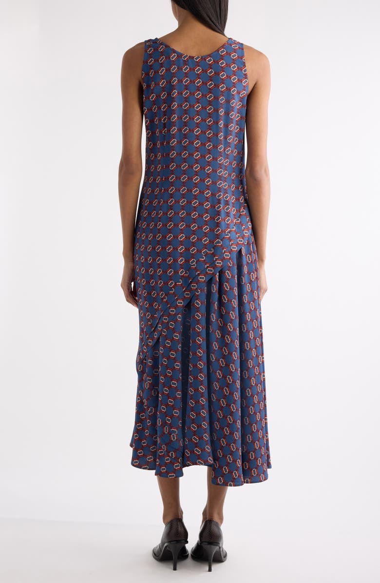 Dries Van Noten Dommy Tie Print Crepe Midi Dress, Alternate, color, Blue