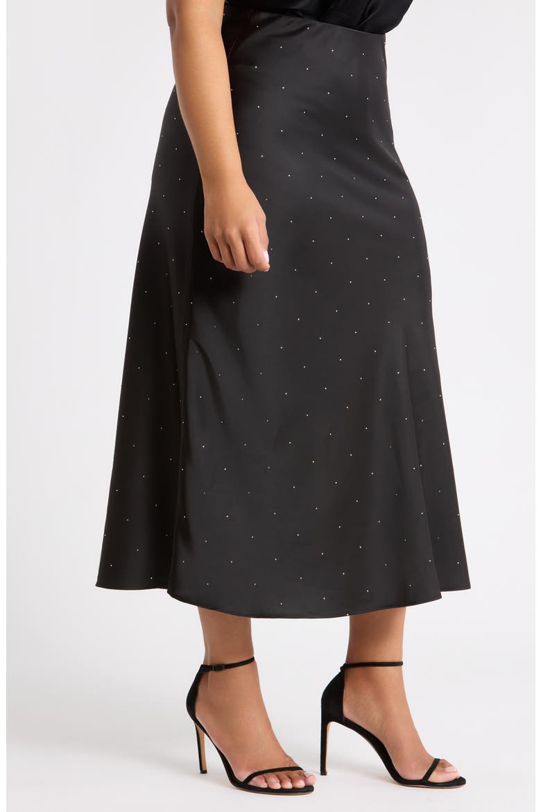 Embellished Bias Flared Maxi Skirt, Alternate, color, ANNE BLACK