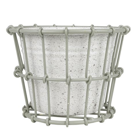 Mini 2-Piece Planter Gray Metal