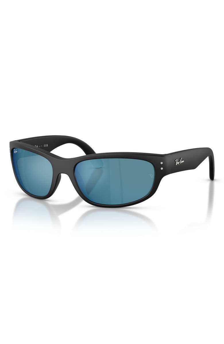Ray-Ban Kids' 55mm Square Sunglasses, Alternate, color, Matte Black / Blue Mirror Blue