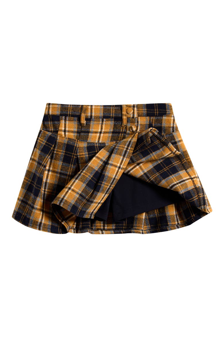 Kids' Pleated Skirt with Shorts Liner, Alternate, color, BROWN BLUE PLAID
