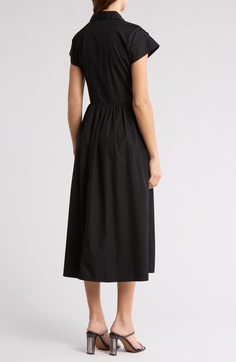 Drop Waist Button Front Cotton Midi Dress