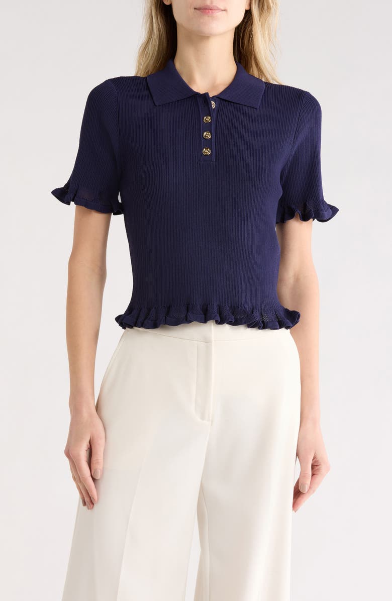 EDIT by JASON WU Pointelle Knit Polo, Main, color, Navy