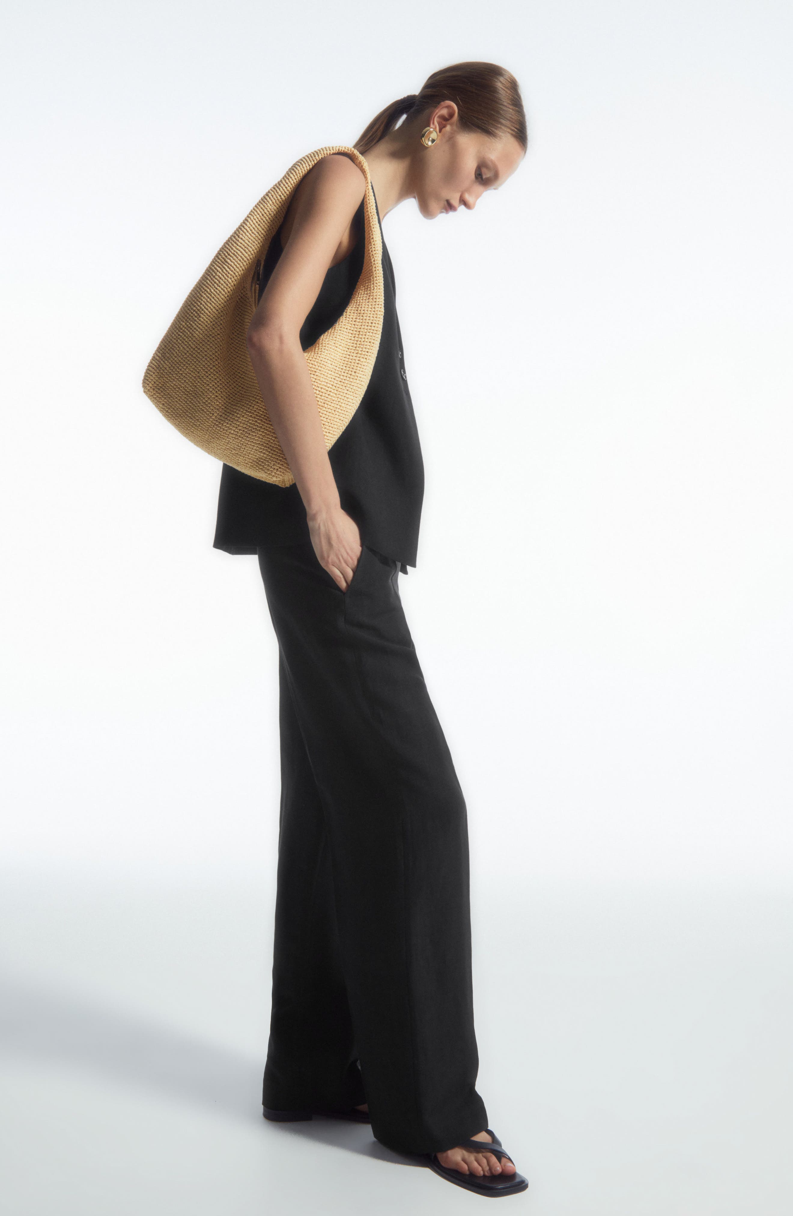 COS Mini Raffia Sling Bag, Alternate, color, 