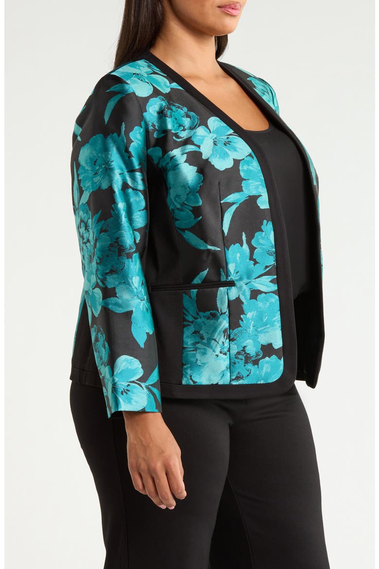 Floral Open Front Blazer, Alternate, color, BOTTLE TEAL MLT