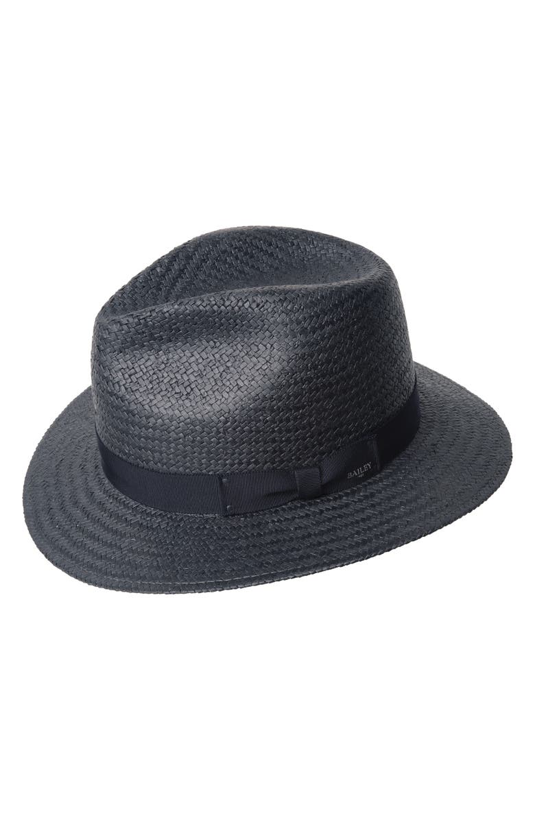 Bailey Curtis Straw Fedora, Main, color, Navy
