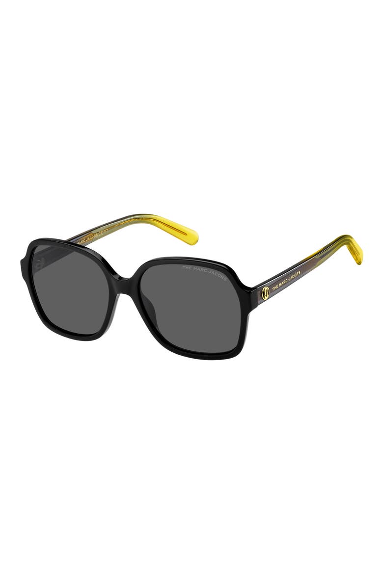 57mm Gradient Square Sunglasses, Alternate, color, BLACK YELLOW/ GREY