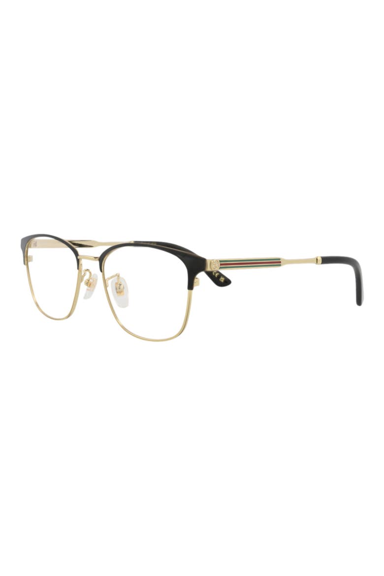 52mm Rectangle Optical Glasses, Alternate, color, BLACK GOLD TRANSPARENT